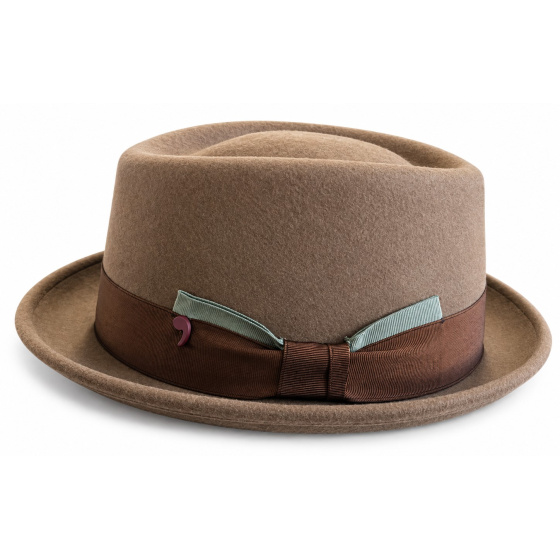Chapeau Porkpie Burlington Marron Laine - Alfonso d'Este