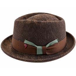 Chapeau Porkpie Diamond Marron Laine - Alfonso d'Este