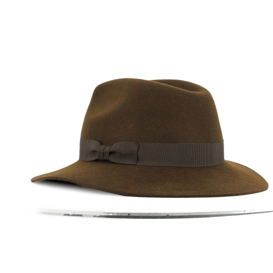 Chapeau traveller indiana feutre poil marron - made in France