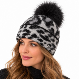 Bonnet à Pompon Rozmiar Léopard Noir -Traclet