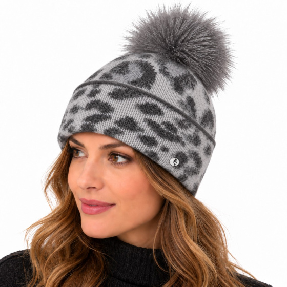 Bonnet à Pompon Rozmiar Léopard Gris - Traclet