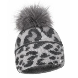 Rozmiar Gray Leopard Pom-Pom Beanie - Traclet