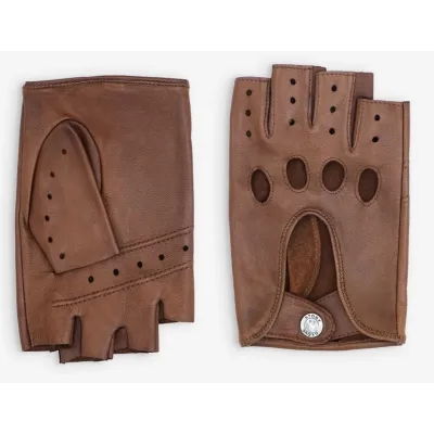 Unlined Camel Leather Fingerless Driving Gloves - Glove Story. Reference: 24617| Traclet Hat Shop