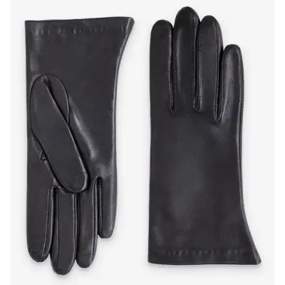 Women's Galia Black Leather Gloves with Silk Lining - Glove Story ref 186117 traclet hat shop