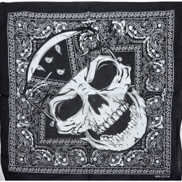 Black Cotton Skull Paisley Bandana - Traclet
