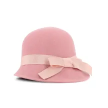Chapeau cloche feutre rose - made in france