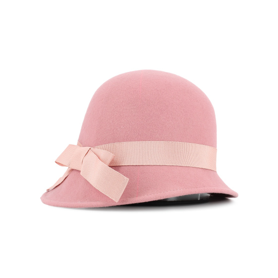Pink Felt Cloche Hat - Made in France