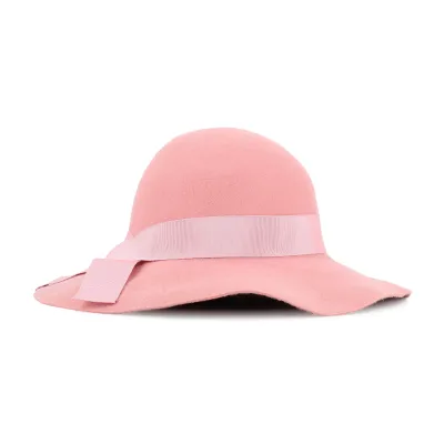 Pink Wool Felt Wide-Brim Hat Made in France - Ref 14637