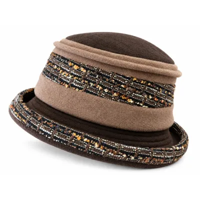 Chapeau Femme Klimt Polaire Camel & Marron - Traclet Reference : 24641| Chapellerie Traclet
