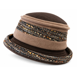 Women's Klimt Camel and Brown Fleece Hat - Traclet