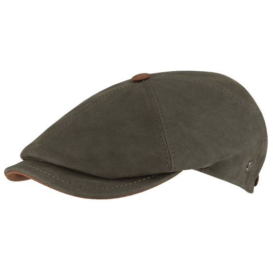 Casquette Plate Basile Cuir Olive - Flechet