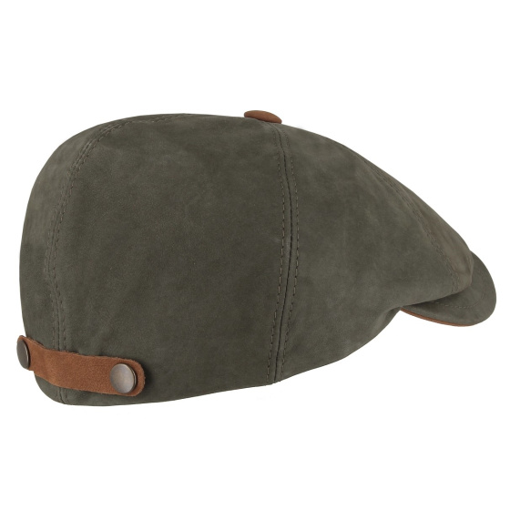 Casquette Plate Basile Cuir Olive - Flechet