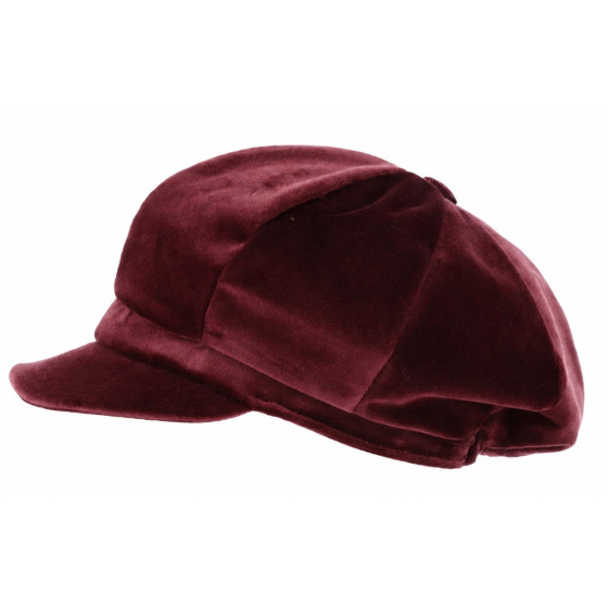 Lucile Burgundy Velvet Newsboy Cap - Traclet