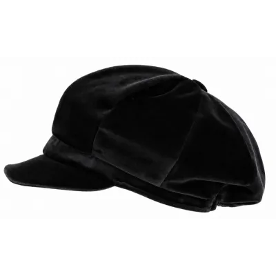 Lucile Black Velvet Newsboy Cap - Traclet, Ref. 24656| Traclet Hat Shop