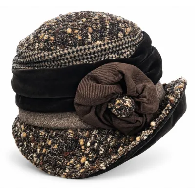 Women's Elegance Hat in Taupe & Chocolate – Traclet, Ref: 24666| Chapellerie Traclet