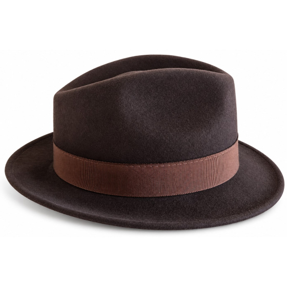 Brown Wool Felt Isidore Fedora Hat - Fléchet