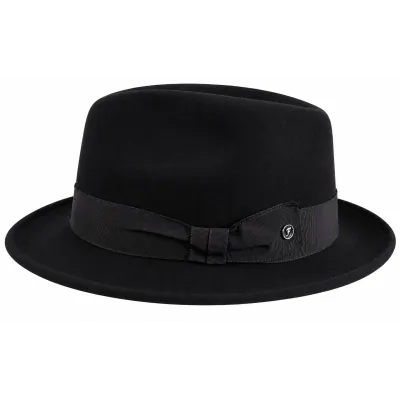 Black Wool Felt Isidore Fedora Hat - Fléchet