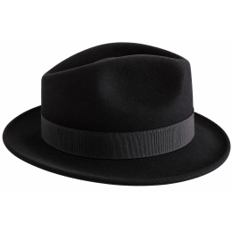 Black Wool Felt Isidore Fedora Hat - Fléchet