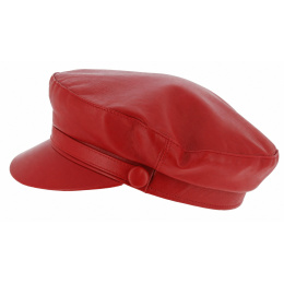 Casquette Marin Stewart Riviera Cuir Rouge - Traclet