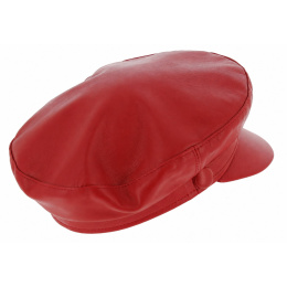 Red Leather Stewart Riviera Sailor Cap - Traclet