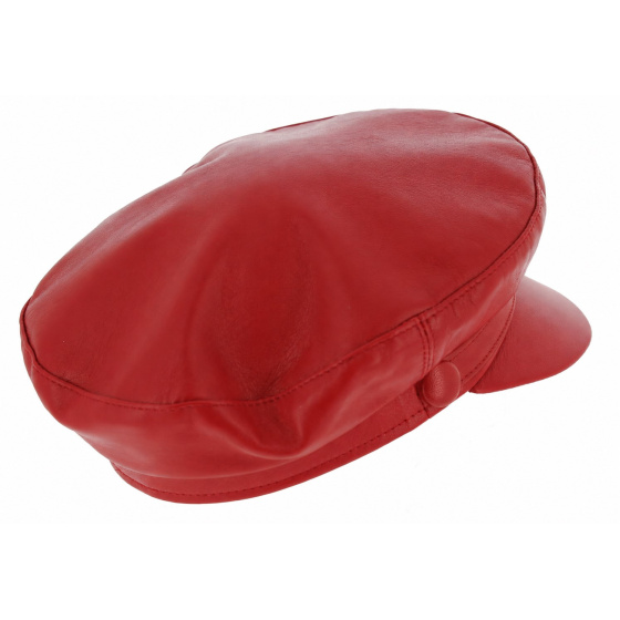 Red Leather Stewart Riviera Sailor Cap - Traclet