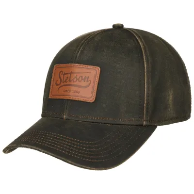 Casquette Baseball Avec Patch En Cuir Vintage Marron - Stetson