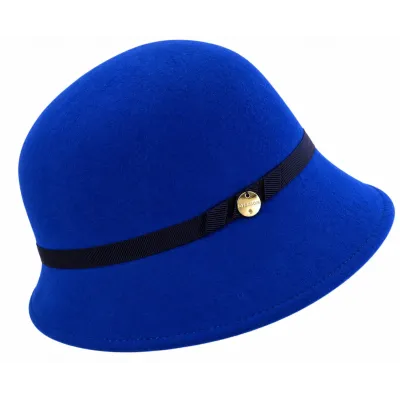 Zaus Royal Blue Wool Felt Cloche Hat - Traclet