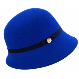 Zaus Royal Blue Wool Felt Cloche Hat - Traclet
