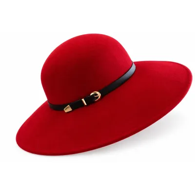 Rachel Red Wool Felt Wide-Brim Hat - Traclet Reference: 24690| Traclet Hat Shop
