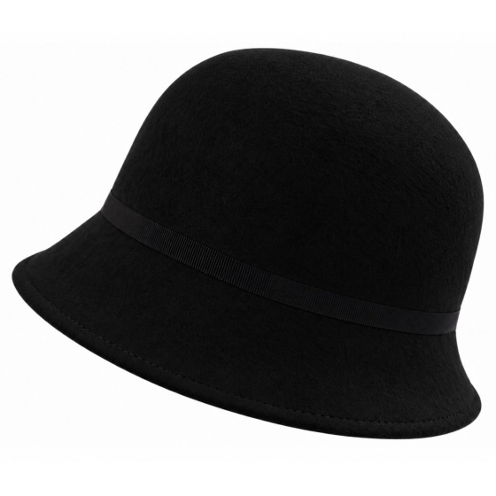 Zaus Black Wool Felt Cloche Hat - Traclet