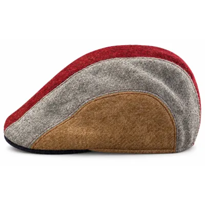 Casquette Plate Connemara Patchwork Laine Vierge Multicolore – Traclet