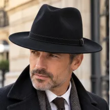 Black Wool Felt Hat from France - Panizza Reference: 1286 | Traclet Hat Shop
