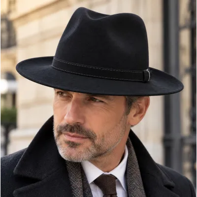 Black Wool Felt Hat from France - Panizza Reference: 1286 | Traclet Hat Shop