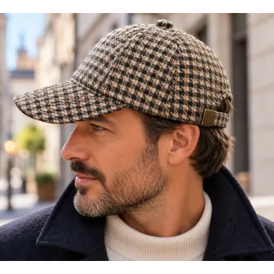 Brown Highland Patchwork Baseball Cap – Traclet Reference: 24625| Chapellerie Traclet