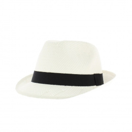 White straw trilby hat for kids