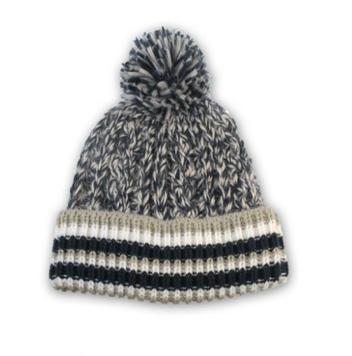 Bébé Garçons Bleu Blanc En Tricot Torsadé POM-POM À Enfiler Bonnet Polaire Doublé 0-3-6m