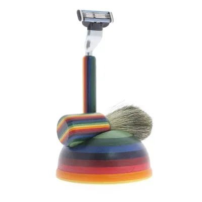 Fancy striped shaving set
