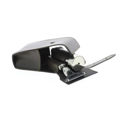 Brown leather travel shaving set