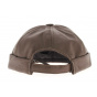 Brown leather biker hat