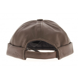 Brown leather biker hat