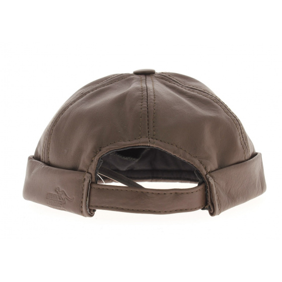 Bonnet biker cuir marron Bonnet biker cuir marron