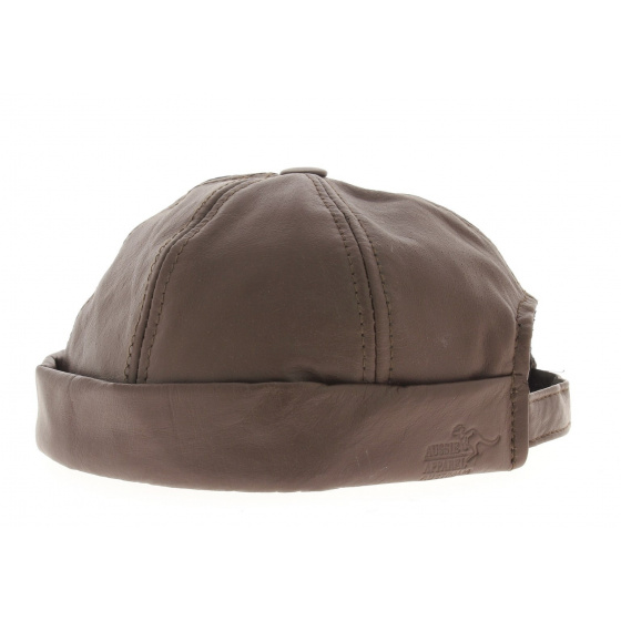 Brown leather biker hat Brown leather biker hat