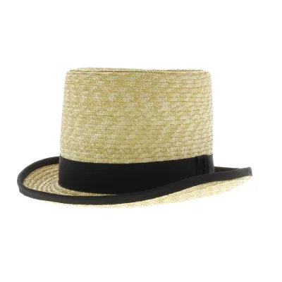Chapeau Haut de Forme en paille Ruban noir 