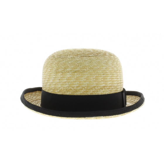 chapeau melon en paille ruban noir  chapeau melon en paille ruban noir