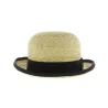 straw bowler hat with black ribbon 
