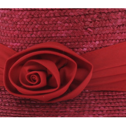 Chapeau cloche paille rouge