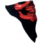 black neck warmer with red head