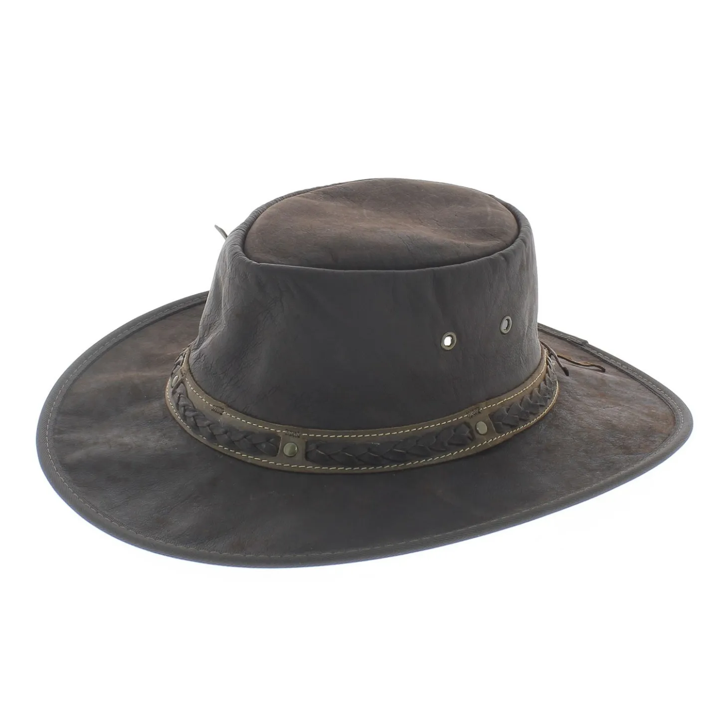 Chapeau cuir kangourou squashy marron