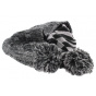 Scarf with grey pompon
