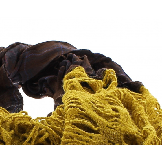 Echarpe petits carreaux jaune moutarde